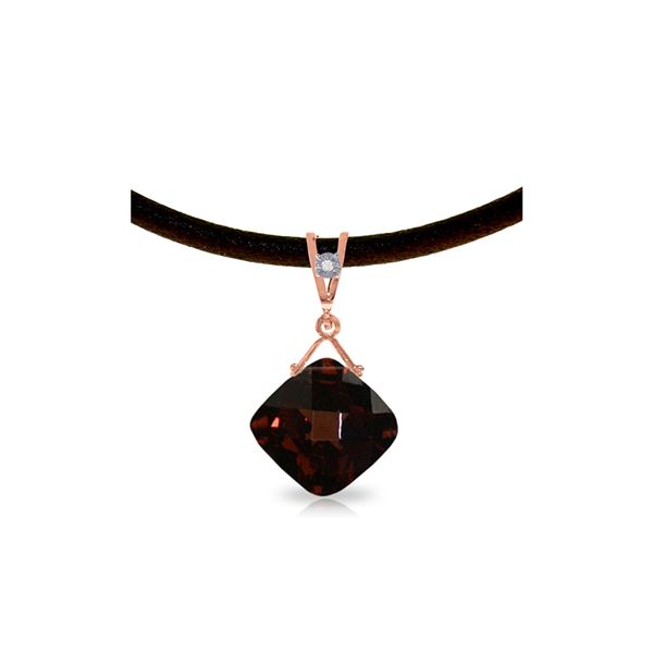 Genuine 8.76 ctw Garnet & Diamond Necklace 14KT Rose Gold - REF-46V2W