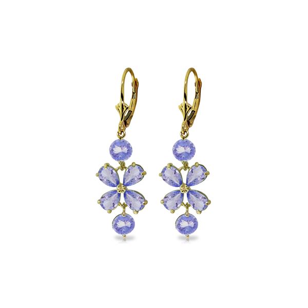 Genuine 5.32 ctw Tanzanite Earrings 14KT Yellow Gold - REF-75Y2F