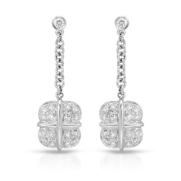 Natural 0.50 CTW Diamond Earrings 14K White Gold - REF-74N7Y