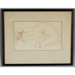 ISAMU NOGUCHI sanguine drawing of a reclin