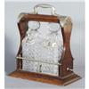 Image 1 : ENGLISH SILVERPLATED, OAK AND CUT GLASS TA