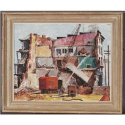 HARRIE WOOD, 24"x30" o/b, Wrecking Crew, C