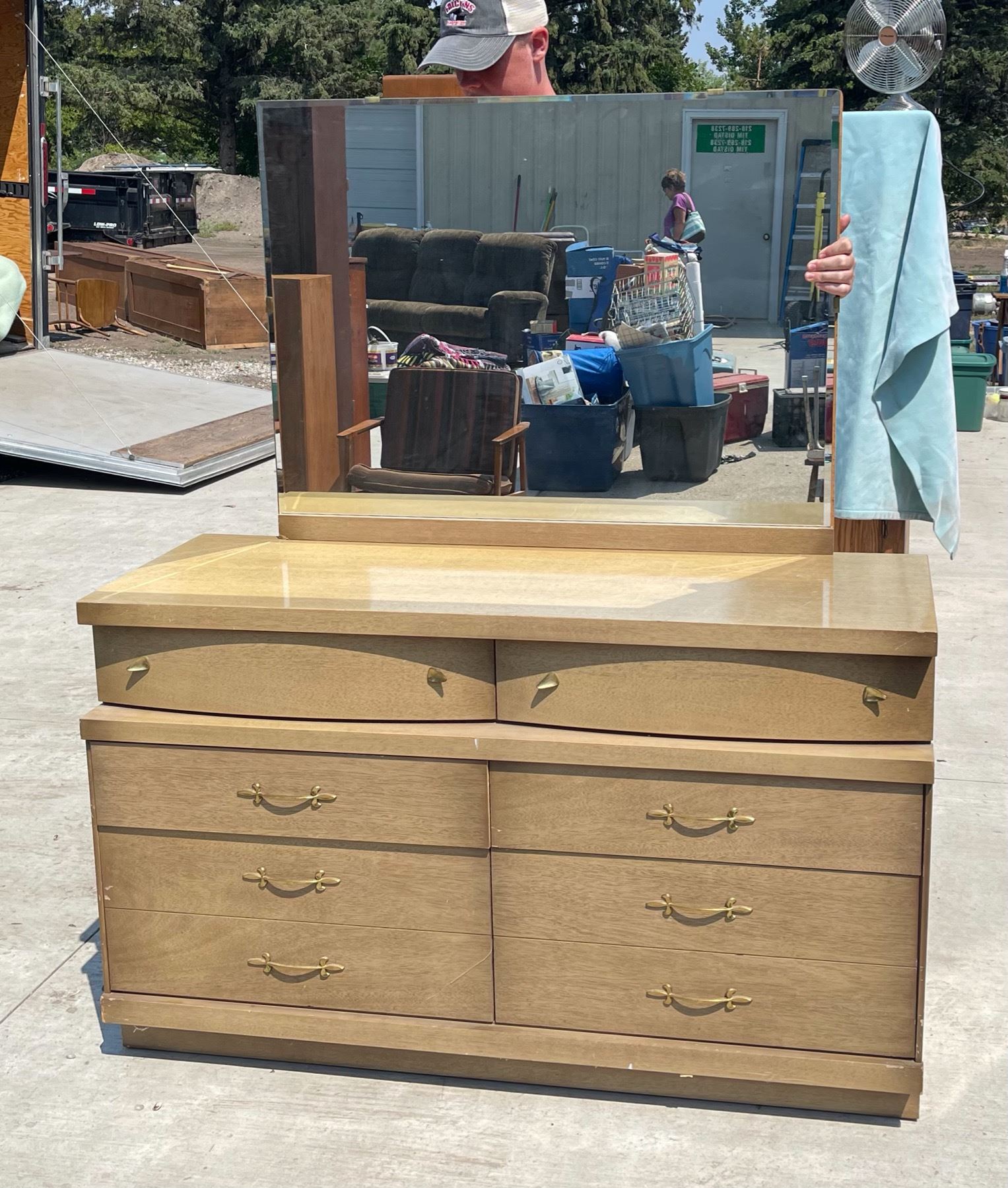 bassett furniture industries dresser Mid Century Modern Vintage "Aztec" Walnut & Mirror Designed by Leo Jiranek Mayan Walnut Boston Mid Century Modern close drawer guide system mounted under the drawer Ventura Dresser | Bassett Furniture
