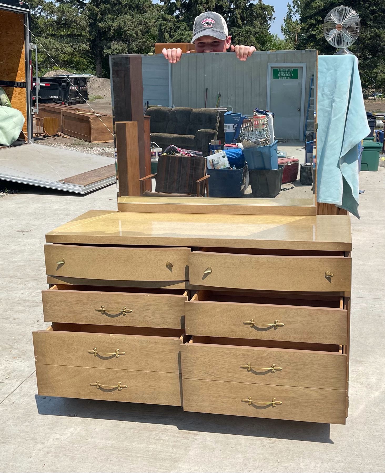 bassett furniture industries dresser Paul McCobb Style Bassett Mid Century Walnut 4 Drawer Highboy Dresser