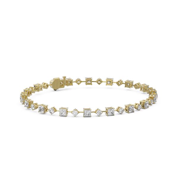 7 ctw Princess Cut Diamond Designer Bracelet 18K Yellow Gold - REF-889W8H