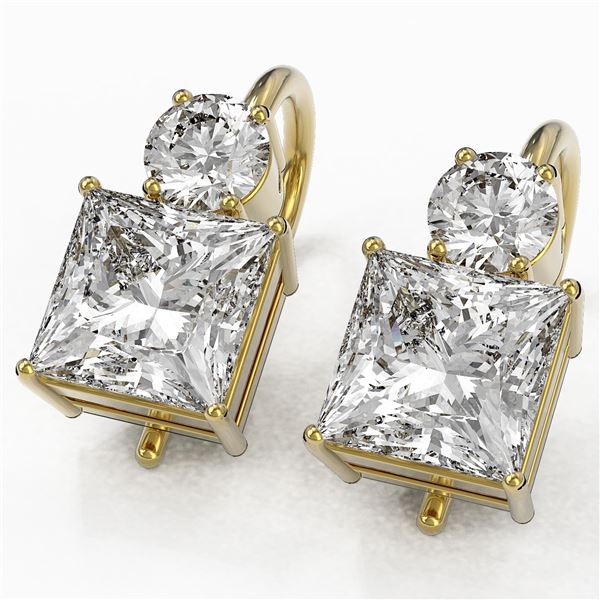 2.5 ctw Princess Cut Diamond Designer Earrings 18K Yellow Gold - REF-598Y5X
