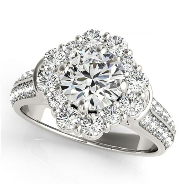 2.16 ctw Certified VS/SI Diamond Halo Ring 18k White Gold - REF-346H4R