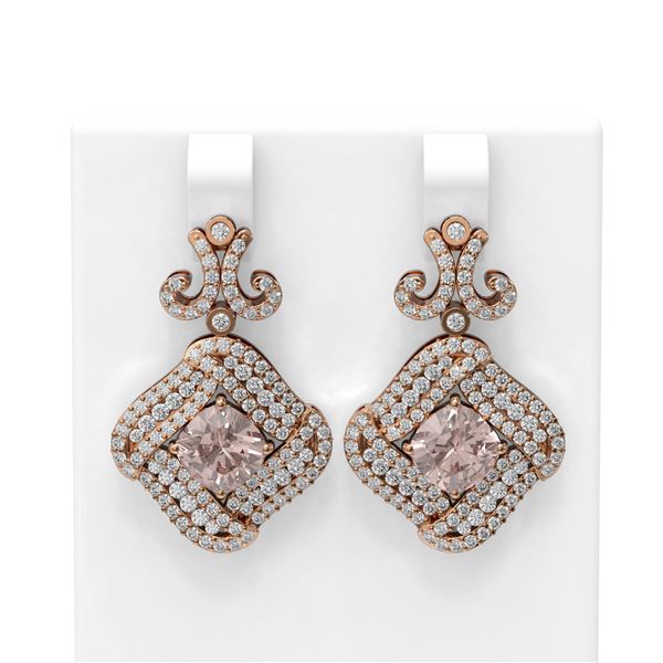 6.71 ctw Morganite & Diamond Earrings 18K Rose Gold - REF-320H8R