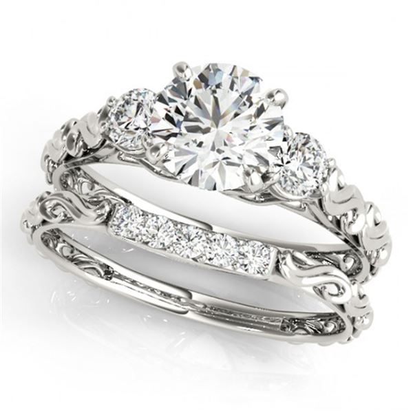 0.89 ctw VS/SI Diamond 3 Stone 2pc Wedding Set 14k White Gold - REF-89W9H