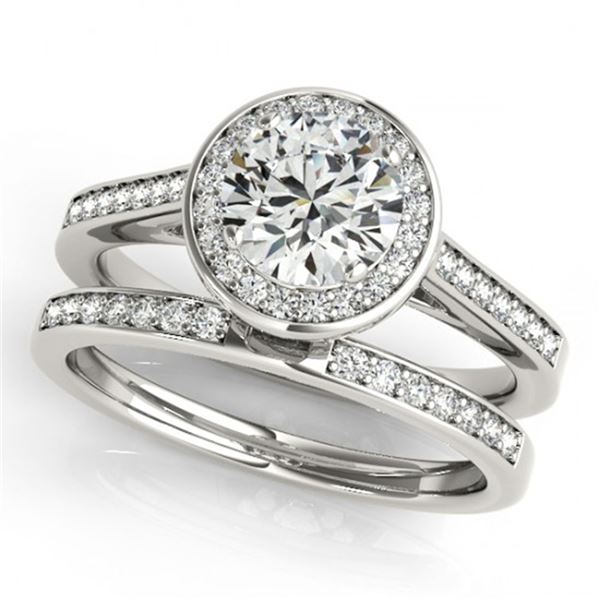 0.86 ctw Certified VS/SI Diamond 2pc Wedding Set Halo 14k White Gold - REF-101N8F