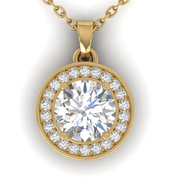 0.96 ctw Certified VS/SI Diamond Art Deco Micro Necklace 14k Yellow Gold - REF-180H2R