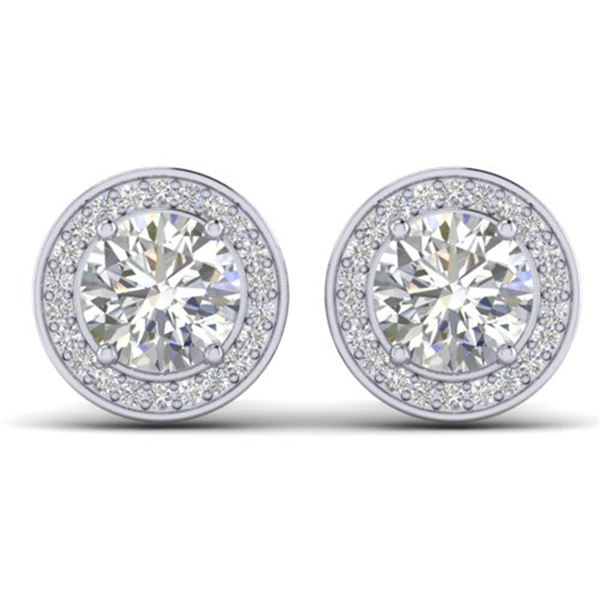 1.85 ctw VS/SI Diamond Art Deco Micro Stud Halo Earrings 14k White Gold - REF-327W3H