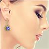 Image 3 : 13.4 ctw Tanzanite & Diamond Victorian Earrings 14K Yellow Gold - REF-527F3M