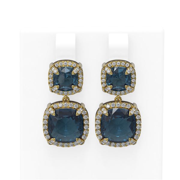 17.03 ctw Topaz & Diamond Earrings 18K Yellow Gold - REF-178R2K