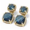 Image 3 : 17.03 ctw Topaz & Diamond Earrings 18K Yellow Gold - REF-178R2K
