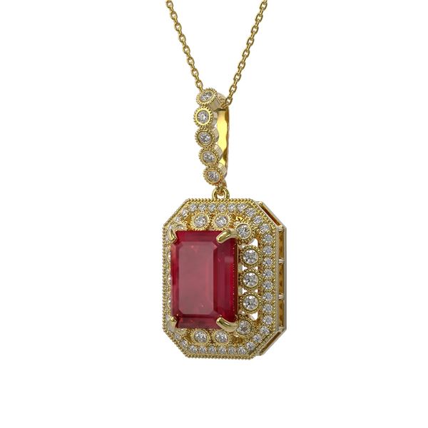 11.99 ctw Certified Ruby & Diamond Victorian Necklace 14K Yellow Gold - REF-257A8N