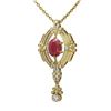 Image 3 : 5.6 ctw Ruby & Diamond Necklace 18K Yellow Gold - REF-343Y6X