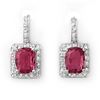 Image 1 : 3.50 ctw Pink Tourmaline & Diamond Earrings 14k White Gold - REF-87H3R