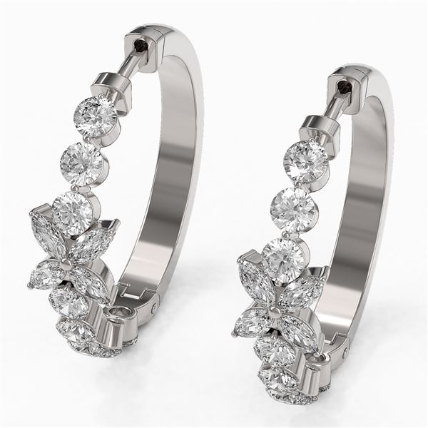 3 ctw Diamond Designer Earrings 18K White Gold - REF-278K9Y