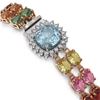 Image 2 : 19.77 ctw Sapphire & Diamond Bracelet 14K Rose Gold - REF-245H5R