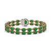 Image 3 : 29.82 ctw Jade & Diamond Bracelet 14K Rose Gold - REF-218N2F