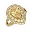 Image 1 : 4.12 ctw Canary Citrine & Diamond Victorian Ring 14K Yellow Gold - REF-125F5M
