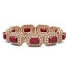 Image 2 : 61.92 ctw Certified Ruby & Diamond Victorian Bracelet 14K Rose Gold - REF-1288K4Y