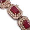 Image 3 : 61.92 ctw Certified Ruby & Diamond Victorian Bracelet 14K Rose Gold - REF-1288K4Y