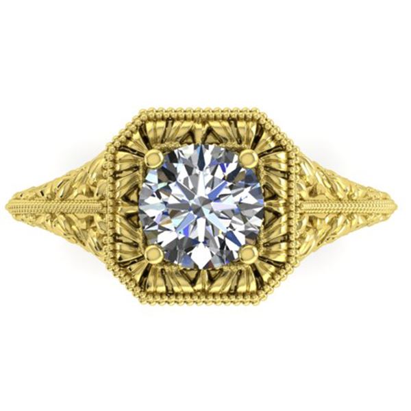 1 ctw Solitaire Certified VS/SI Diamond Ring Art Deco 14k Yellow Gold - REF-307W2H