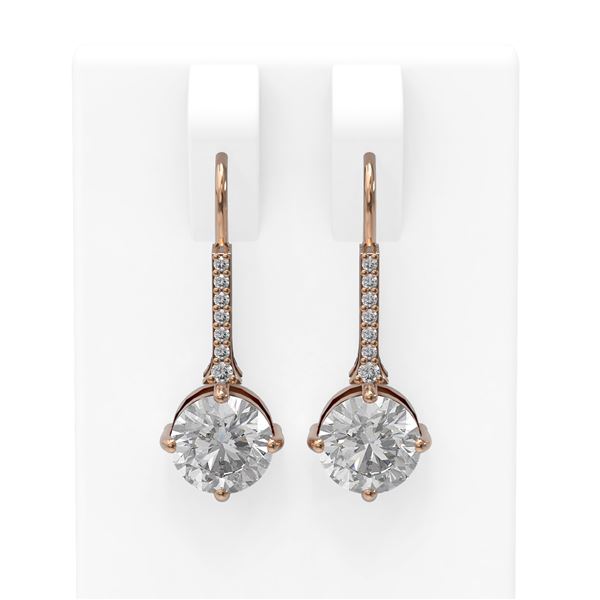 2.16 ctw Diamond Earrings 18K Rose Gold - REF-532R3K