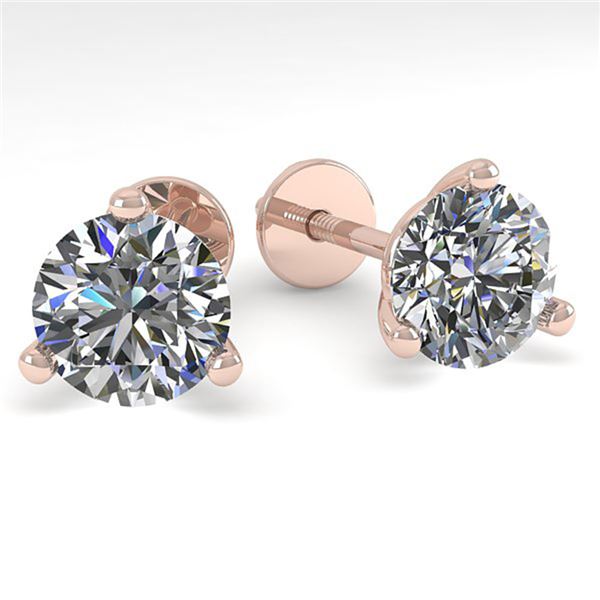 1.53 ctw Certified VS/SI Diamond Stud Earrings Martini 14k Rose Gold - REF-196A6N