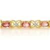 Image 2 : 6.0 ctw Pink Tourmaline & Diamond Bracelet 14k Yellow Gold - REF-109K3Y