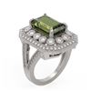 Image 2 : 6.08 ctw Certified Tourmaline & Diamond Victorian Ring 14K White Gold - REF-208F8M