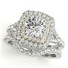 Image 1 : 1.25 ctw Certified VS/SI Diamond 2pc Set Solitaire Halo 14k 2Tone Gold - REF-129H5R