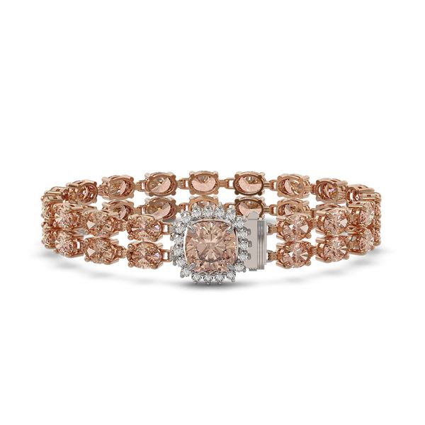 16.93 ctw Morganite & Diamond Bracelet 14K Rose Gold - REF-245H5R