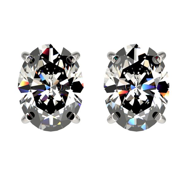 2.50 ctw Certified VS/SI Quality Oval Diamond Stud Earrings 10k White Gold - REF-601N4F