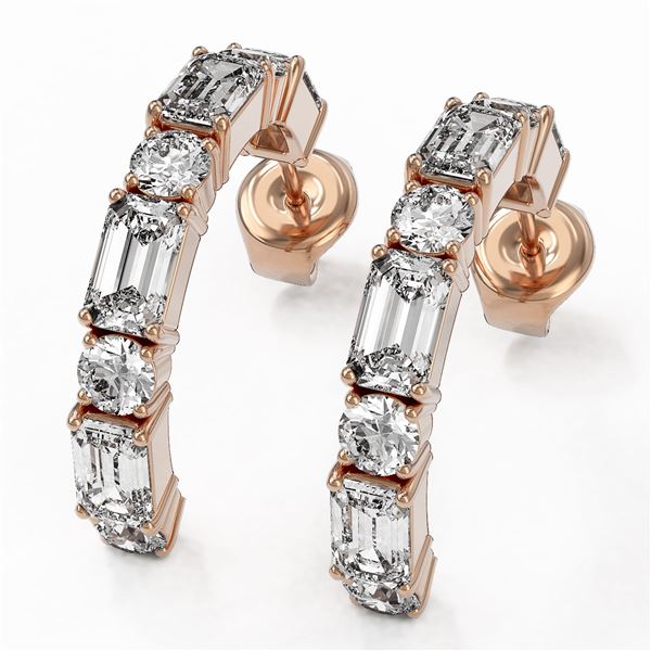 3.12 ctw Emerald Cut Diamond Designer Earrings 18K Rose Gold - REF-398H5R