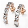 Image 1 : 3.12 ctw Emerald Cut Diamond Designer Earrings 18K Rose Gold - REF-398H5R