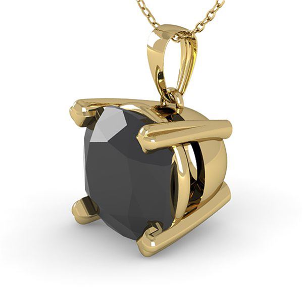 3 ctw Cushion Black Diamond Designer Necklace 18k Yellow Gold - REF-84F2M