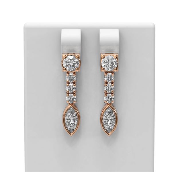 2.14 ctw Diamond Earrings 18K Rose Gold - REF-277K3Y