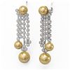 Image 3 : 5.76 ctw Diamond Designer Pearl Earrings 18K White Gold - REF-447Y5X