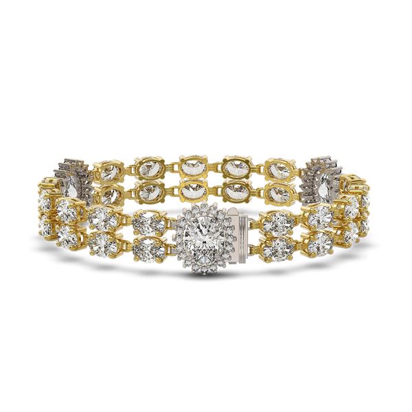 14.86 ctw Rare Oval Diamond Bracelet 18K Yellow Gold - REF-2152R8K