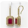Image 2 : 23.79 ctw Certified Ruby & Diamond Victorian Earrings 14K Yellow Gold - REF-481F6M