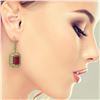 Image 3 : 23.79 ctw Certified Ruby & Diamond Victorian Earrings 14K Yellow Gold - REF-481F6M