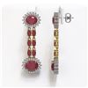 Image 2 : 13.28 ctw Ruby & Diamond Earrings 14K Yellow Gold - REF-236X4A