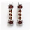 Image 1 : 11.7 ctw Garnet & Diamond Earrings 14K Yellow Gold - REF-174X2A