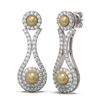 Image 2 : 2.03 ctw Diamond & Pearl Earrings 18K White Gold - REF-176W9H