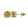 Image 2 : 1.50 ctw Certified Intense Yellow Diamond Stud Earrings 10k Yellow Gold - REF-157F3M