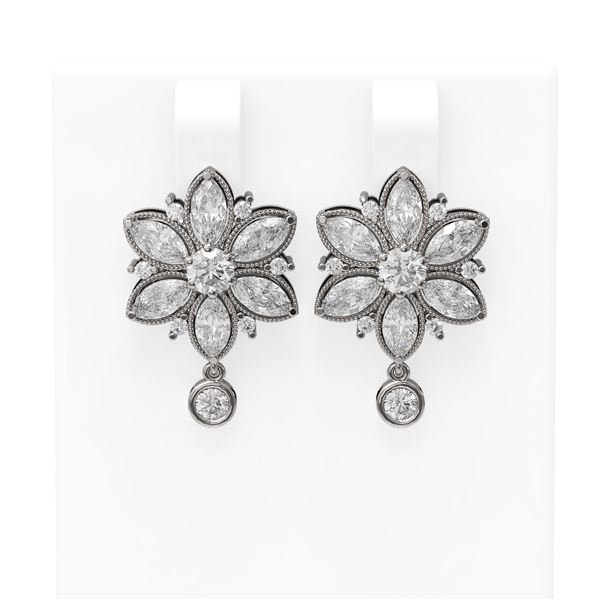 4.09 ctw Diamond Earrings 18K White Gold - REF-471F2M