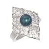 Image 3 : 1.66 ctw Diamond & Pearl Ring 18K White Gold - REF-202X9A